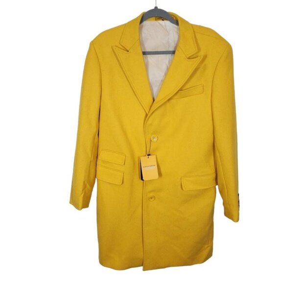 NWT Alberto Nardoni Longline Shelby Coat in Yellow Gold Size 38